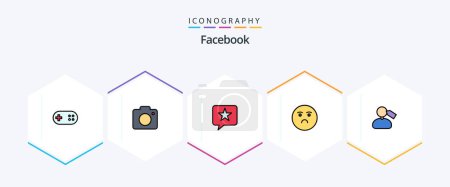 Illustration for Facebook 25 FilledLine icon pack including mark. sad. chat. feeling. emoji - Royalty Free Image