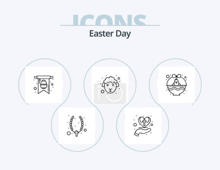 Illustration for Easter Line Icon Pack 5 Icon Design. easter. sheep. baby. lamb. face - Royalty Free Image