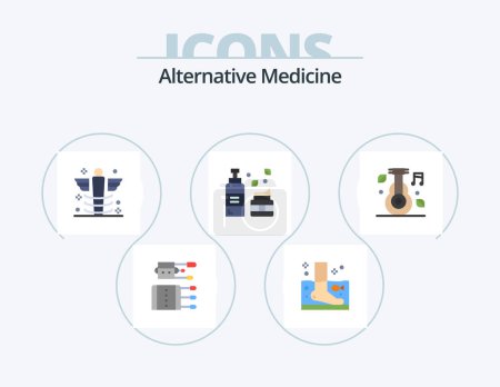 Illustration for Alternative Medicine Flat Icon Pack 5 Icon Design. lotion. cosmetics. therapy. medicine. hospital - Royalty Free Image