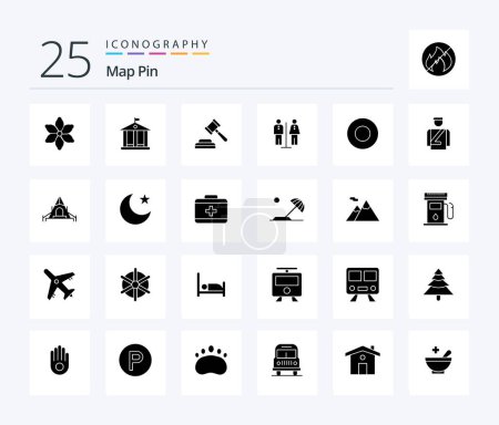 Illustration for Map Pin 25 Solid Glyph icon pack including hotel. service. law. hotel. service - Royalty Free Image