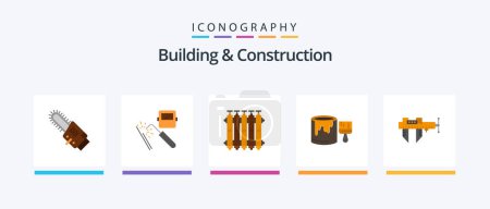 Ilustración de Edificio y construcción plana 5 paquete de iconos incluyendo la pintura. Cubo. industria. Cepillo. Caliente. Diseño de iconos creativos - Imagen libre de derechos