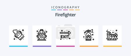 Illustration for Firefighter Line 5 Icon Pack Including . add. cane. bag. water. Creative Icons Design - Royalty Free Image