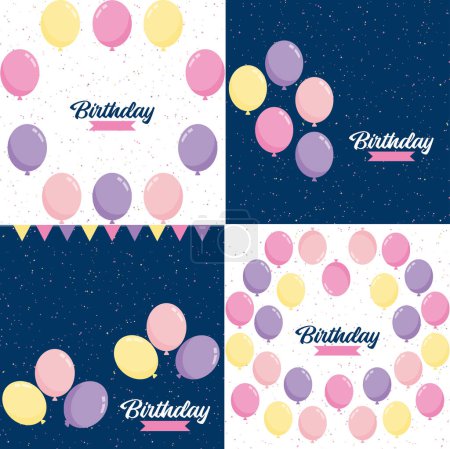 Téléchargez les illustrations : Abstract background with shining colorful balloons suitable for birthdays. parties. presentations. sales. and with space for text; vector illustration - en licence libre de droit