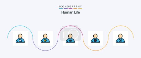 Illustration for Human Line Filled Flat 5 Icon Pack Including blocked. human. human. favorite. body - Royalty Free Image