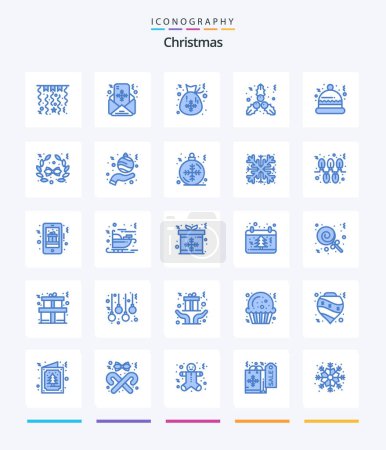 Illustration for Creative Christmas 25 Blue icon pack  Such As bow. hat. celebration. christmas. kiss - Royalty Free Image