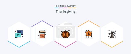 Illustration for Thanks Giving 25 FilledLine icon pack including tree. autumn. halloween. giving. leaf - Royalty Free Image