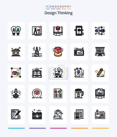 Téléchargez les illustrations : Creative Design Thinking 25 Line FIlled icon pack  Such As pencil. education. paper. duplicate. file - en licence libre de droit