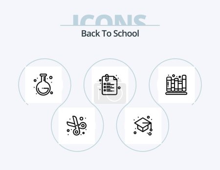 Ilustración de Volver a la línea de la escuela Icon Pack 5 Icon Design. herramientas de dibujo. Estudia. certificado. la escuela. educación - Imagen libre de derechos