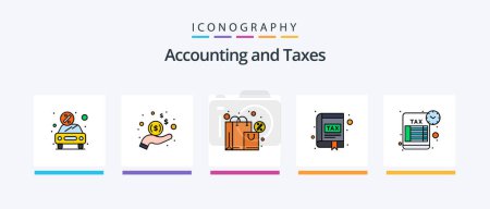 Téléchargez les illustrations : Taxes Line Filled 5 Icon Pack Including accounting. marketing. finance. finance.. Creative Icons Design - en licence libre de droit