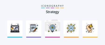 Illustration for Strategy Line Filled 5 Icon Pack Including case. bag. strategy solution. analysis. business. Creative Icons Design - Royalty Free Image