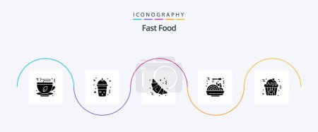 Téléchargez les illustrations : Fast Food Glyph 5 Icon Pack Including . fast. fast food. food. fast - en licence libre de droit