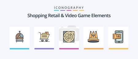Illustration for Shoping Retail And Video Game Elements Line Filled 5 Icon Pack Including store. shop. bulb. shopping. cart. Creative Icons Design - Royalty Free Image