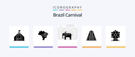 Ilustración de Brasil Carnival Glyph 5 Icon Pack Incluyendo brasileño. animal. Bandera. elefante. Carnaval. Diseño de iconos creativos - Imagen libre de derechos