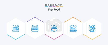 Illustration for Fast Food 25 Blue icon pack including . . food%d. chicken. fast food - Royalty Free Image
