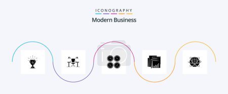 Ilustración de Modern Business Glyph 5 Icon Pack Incluyendo relojes de oficina. negocios. negocios. Reloj. oficina - Imagen libre de derechos