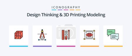 Ilustración de Design Thinking And D Printing Modeling Line Filled 5 Icon Pack Including computing. box. printer. education. arrow. Creative Icons Design - Imagen libre de derechos