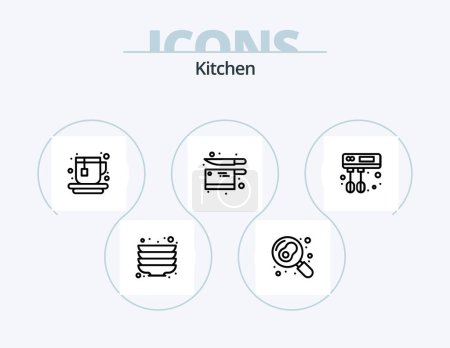 Téléchargez les illustrations : Kitchen Line Icon Pack 5 Icon Design. . kitchen. egg. cooking. utensil - en licence libre de droit