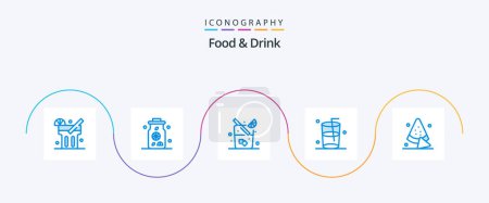 Illustration for Food And Drink Blue 5 Icon Pack Including food. juice. water. glass - Royalty Free Image