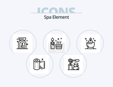 Téléchargez les illustrations : Spa Element Line Icon Pack 5 Icon Design. signe. bien-être. yoga. Pierre. Détends-toi - en licence libre de droit