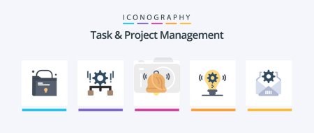 Illustration for Task And Project Management Flat 5 Icon Pack Including gear. mail. bell. setting. idea. Creative Icons Design - Royalty Free Image
