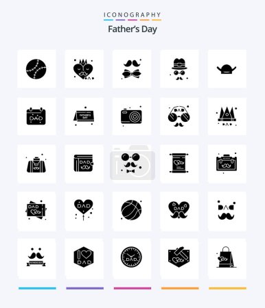 Ilustración de Creative Fathers Day 25 Glyph Solid Black paquete de iconos como el calendario. Un día. Inclínate. brim. día - Imagen libre de derechos