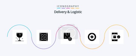 Téléchargez les illustrations : Delivery And Logistic Glyph 5 Icon Pack Including logistic. delivery. analysis. product - en licence libre de droit