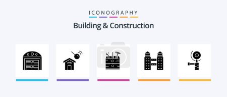 Téléchargez les illustrations : Building And Construction Glyph 5 Icon Pack Including . grinder. box. construction. city. Creative Icons Design - en licence libre de droit