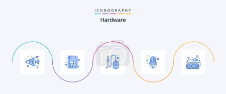 Illustration for Hardware Blue 5 Icon Pack Including . socket. mouse. plug. record - Royalty Free Image