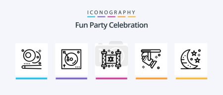 Téléchargez les illustrations : Party Line 5 Icon Pack Including buntings. wine. card. ice. bucket. Creative Icons Design - en licence libre de droit
