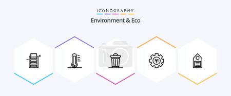 Téléchargez les illustrations : Pack icône Environnement et Eco 25 Line incluant eco. l'équipement. vert. plante. arbre - en licence libre de droit
