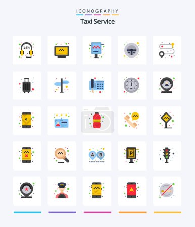 Illustration for Creative Taxi Service 25 Flat icon pack  Such As road. wheel. board. steering wheel. helm - Royalty Free Image