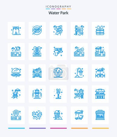 Téléchargez les illustrations : Creative Water Park 25 Pack icône bleue telle que parc. Au parc. l'eau. l'eau. parc - en licence libre de droit