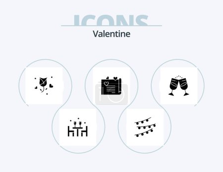 Téléchargez les illustrations : Valentine Glyph Icon Pack 5 Icon Design. propose. flower. love. rose. celebtare - en licence libre de droit