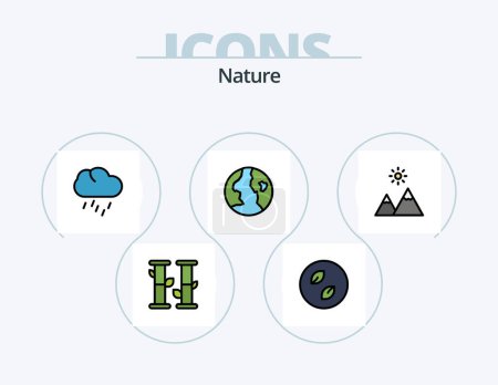Ilustración de Nature Line Lleno Icon Pack 5 Diseño de Icono. Árbol. naturaleza. temporada. bosque. tiempo - Imagen libre de derechos