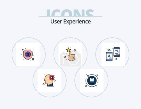 Ilustración de User Experience Line Filled Icon Pack 5 Icon Design. website. pie. people. data. report - Imagen libre de derechos
