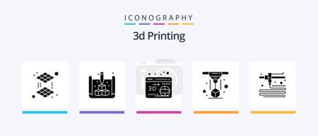 Ilustración de 3d Printing Glyph 5 Icon Pack Including d. printing. 3d. printer. d. Creative Icons Design - Imagen libre de derechos