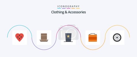 Illustration for Clothing and Accessories Flat 5 Icon Pack Including clothes shop. case. top hat. accessories. top - Royalty Free Image
