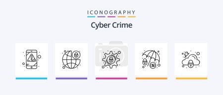 Téléchargez les illustrations : Cyber Crime Line 5 Icon Pack Including cyber crime. protection. target. data. Creative Icons Design - en licence libre de droit