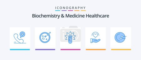 Illustration for Biochemistry And Medicine Healthcare Blue 5 Icon Pack Including medical. hand. tube. heart. medical. Creative Icons Design - Royalty Free Image