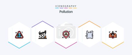 Illustration for Pollution 25 FilledLine icon pack including waste. lungs. placeholder. pollution. gas - Royalty Free Image