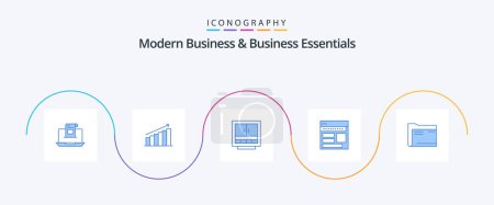 Ilustración de Modern Business And Business Essentials Blue 5 Icon Pack Including files. business. chart. cabinet. market - Imagen libre de derechos