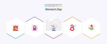 Illustration for Womens Day 25 Flat icon pack including woman. butterfly. butterfly. mail - Royalty Free Image