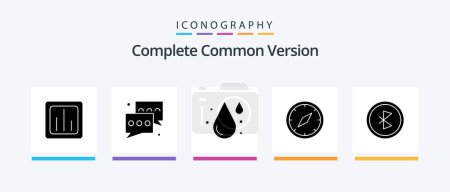 Illustration for Complete Common Version Glyph 5 Icon Pack Including location. direction. message. compass. drop. Creative Icons Design - Royalty Free Image