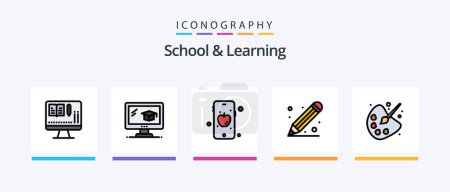 Illustration for School And Learning Line Filled 5 Icon Pack Including . cd. graduation. world. painting. Creative Icons Design - Royalty Free Image