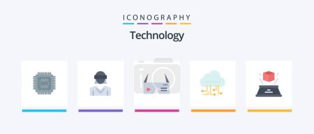 Téléchargez les illustrations : Technology Flat 5 Icon Pack Including d. manage. woman. data. glasses. Creative Icons Design - en licence libre de droit