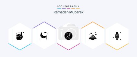 Ilustración de Ramadán 25 Paquete de iconos de glifos incluyendo ramadán. Dulce. Ramadán. El postre. cuchara - Imagen libre de derechos