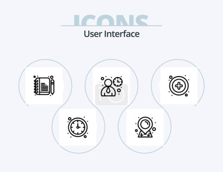 Illustration for User Interface Line Icon Pack 5 Icon Design. . . plane. phone book. directory - Royalty Free Image