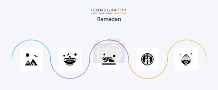 Illustration for Ramadan Glyph 5 Icon Pack Including ramadan. namaz . diwali . muslim . - Royalty Free Image