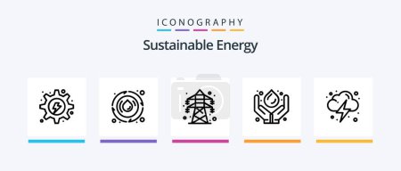 Illustration for Sustainable Energy Line 5 Icon Pack Including power. spring. renewable. droop. oil. Creative Icons Design - Royalty Free Image