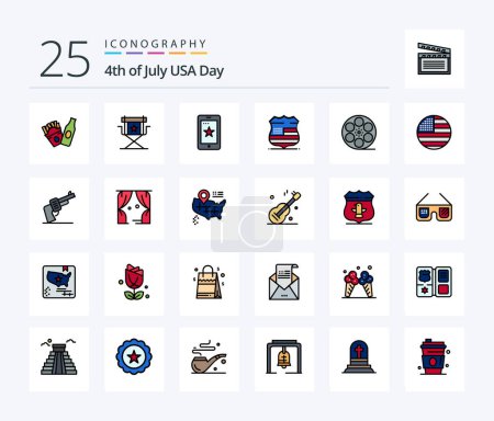 Illustration for Usa 25 Line Filled icon pack including play. security. mobile. usa. shield - Royalty Free Image